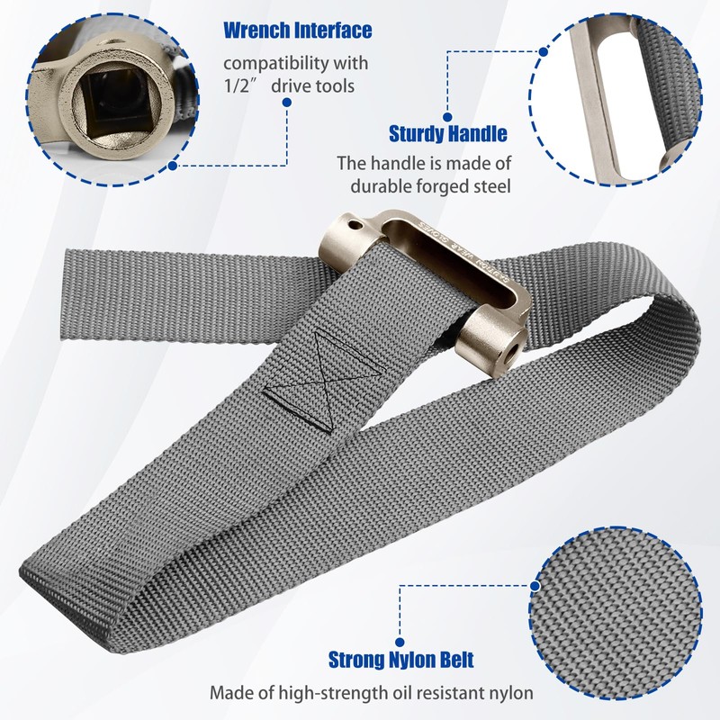 Eudaimonia Heavy Duty Filter Strap Wrench - Oil Filter Strap