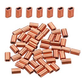 sourcing map Copper Duplex Oval Crimping Sleeve 1/16"(1mm) Cable Ferrule Crimping Loop Sleeve for Wire Rope Cable Fishing Line, Pack of 100