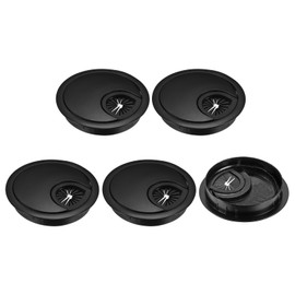 sourcing map 5Pcs Cable Hole Cover 2-3/8 Inch Zinc Alloy Desk Cable Wire Cord Grommet Hole Cover for Office Computer Desk Wire Organizer, Black