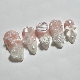 Muted Bling Handmade Nail Tips - Coffin Ballet / 뮤트블링 수제네일팁 - 코핀발레