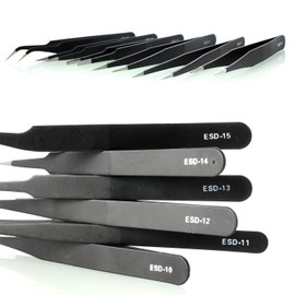 Neuftech 6-pcs ESD(10-15) Anti-Static Tweezers Precision Stainless Steel Tweezers Tweezer Repair Tool Kits Set for Electronics, Jewelry-Making, Laboratory Work