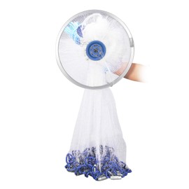 Casting Net with Fish Cage, 4ft 6ft 8ft Radius Cast Nets for Fishing, American Saltwater Freshwater Fishing Net with Ring, Easy to Throw Casting Net for Bait Trap Fish