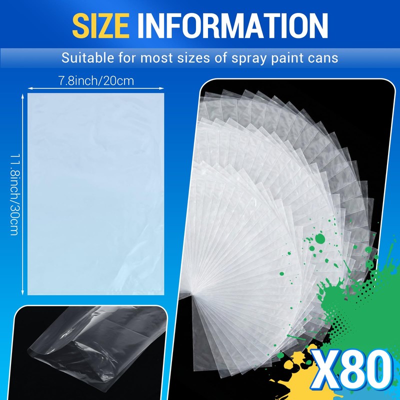 Fuyoooo 80 Pcs Paint Sprayer Cup Liners, 7.8'' x 11.8''
