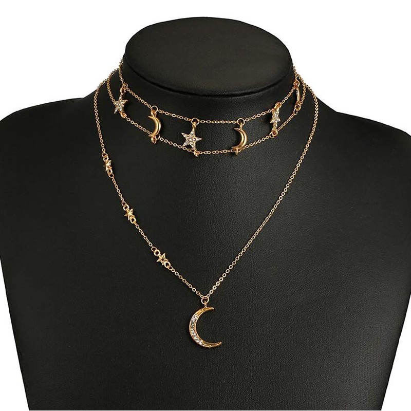 Chargances Bohemia - Collar de oro con luna y estrellas