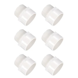 sourcing map 6 Pcs Union PVC Pipe Fitting 1.5" Male Adapter Thread Connector Pipe Sink Drain Adapters for Connecting Pipes, White