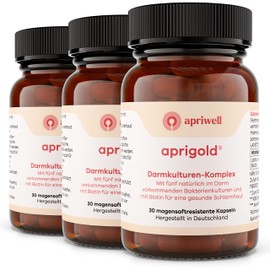 Apriwell Intestinal Culture Complex - Fructose Free - 5 Lactic Acid Bacteria & Bifidobacteria - With Biotin for the Mucous membrane - Gastric Juice Resistant - Without Inulin - 90 Vegan Capsules