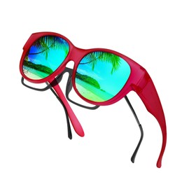 LVIOE Polarised Fitover Sunglasses for Women, Trendy Round Frame Wear Over Glasses with UV Protection