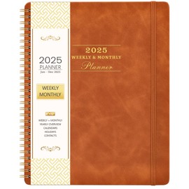 2025 Planner - Planner 2025, JAN 2025 - DEC 2025, 8" x 10", 2025 Weekly Monthly Planner, Calendar Planner 2025, Leather Brown Cover, Spiral Bound