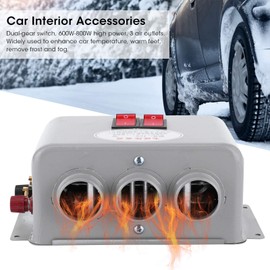 12 Volt Car Heater, 3 Hole 600W‑800W Car Winter Fast Heating Fan Warmer 12V Auto Windshield Window Defogger Defroster Demister Low Noise for Car Lorry Campervan Truck