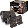 FASHLON PRO Synthetic Kinesiology Tape (2 Rolls, 40 Precut Strips,
