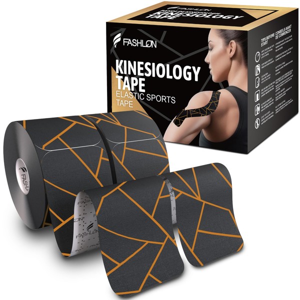 FASHLON PRO Synthetic Kinesiology Tape (2 Rolls, 40 Precut Strips,