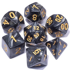 CiaraQ DND Polyhedral Dice Set with a Black Dice Bag for D&D RPG MTG Role Playing Table Games (Black)