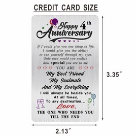 Alotozo 4 Year Wedding Anniversary Card - Happy 4th Wedding Anniversary Cards Gifts for Husband Wife - 4 Years Anniversary Card for Him Her
