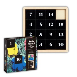 Galison Andy Warhol Flowers – 2 in 1 Sliding Wood Tile Puzzle Featuring Iconic Warhol Flowers Art and Challenging Numbers Puzzle