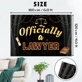 Officially a Lawyer Backdrop Banner, Lawyer Graduation Photography Backdrop Durable Fabric Law Grad Banner Law School Graduation Party Decorations Photo Booth Props 6x4ft