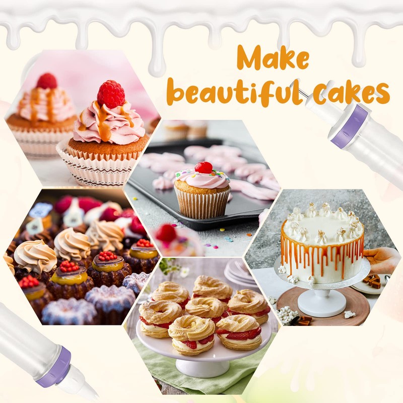 Dessert Decorating Syringe Set, Icing Dispenser Cupcake Filling Injector, 7