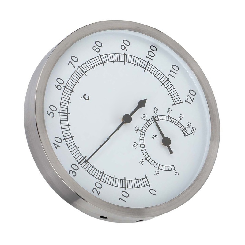 2 In-1 Stainless Steel Steam Room Sauna Room Thermometer Hygrometer