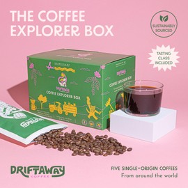 Driftaway Coffee Explorer Box, 5 Pack Coffee Tasting Kit - Single-Origin Beans from Around the World - 5 Fresh Roasts - Sustainable Sourcing, Small-Scale Farmers - Gourmet Coffee Variety Gift Set (Whole Bean, 4 Ounce (Pack of 5))