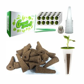 Seed Pods Kit for Hydroponics System, Includes 50 Grow Sponges, 50 Labels, 10 Grow Domes, 10 Grow Baskets and 1 Tweezers