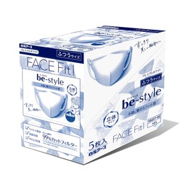 Hakugen Earth be-style 3D Type Regular Size Mask for Women, Premium White, 5 Masks x 10 Packs
