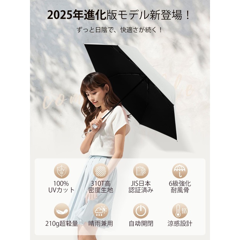 Parasol Folding Umbrella 【2025 Latest 310T High-Density Fabric UV Cut