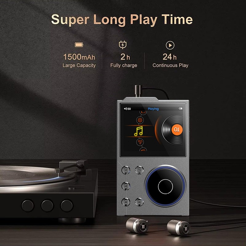 16GB HiFi MP3 Player with Bluetooth, 2.4 Inch Lossless DSD