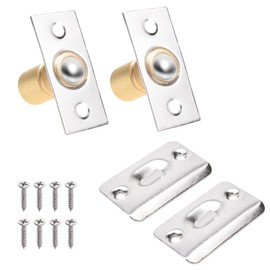 Eco-Fused Adjustable Door Ball Catch - Brushed Nickel Ball Bearing Hardware with Spring - Compatible with Most Doors - Closets, Kitchen, French Door, Cabinets (Brushed Nickle - 2 Pack)