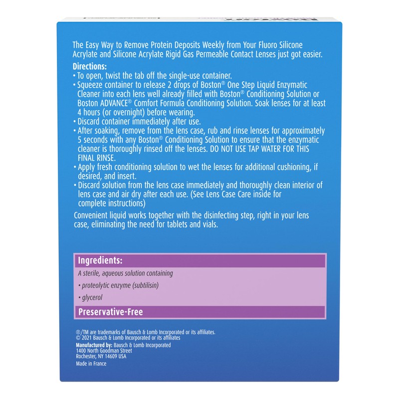 Bausch & Lomb Boston One Step Liquid Enzymatic Cleaner, Protein