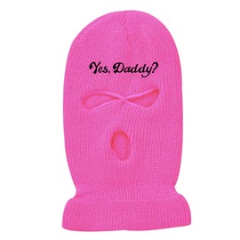 YAMEE Winter Hat Balaclava Women Men 3-Hole Full Mask Ski Mask Warm Winter Balaclava for Outdoor Sports Beanie Balaclava Knitted Hat Men, 1/Rose Red