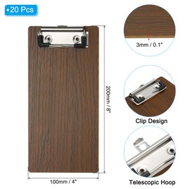 PATIKIL Wood Check Presenters Guest Check Book Waitress Server Note Pads for Cafes Restaurant, 8" x 4" (Brown), 30Pcs