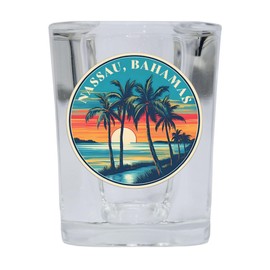 R and R Imports Nassau the Bahamas Design D Souvenir 2.5 Ounce Shot Glass Square Single