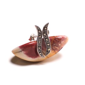 Vintage Marcasite 925 Sterling Silver Flower 4x19mm post dangling wave Stud earrings. 925 stamped, gift for her.