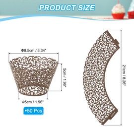 PATIKIL Cupcake Wrappers Paper, 50 Pack Baking Cups Standard Vine Decoration for Anniversary Birthday Weddings and Parties, Brown