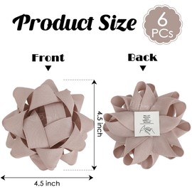 LiBongTa 4.5 Inch Dusty Rose Bow for Gift, Pink Bow Decor, Grosgrain Ribbon Present Bow, Christmas Bow for Gift Wrapping, Decorative Bow, Self Adhesive Bows, Gift Bow Assortment, Pack of 6