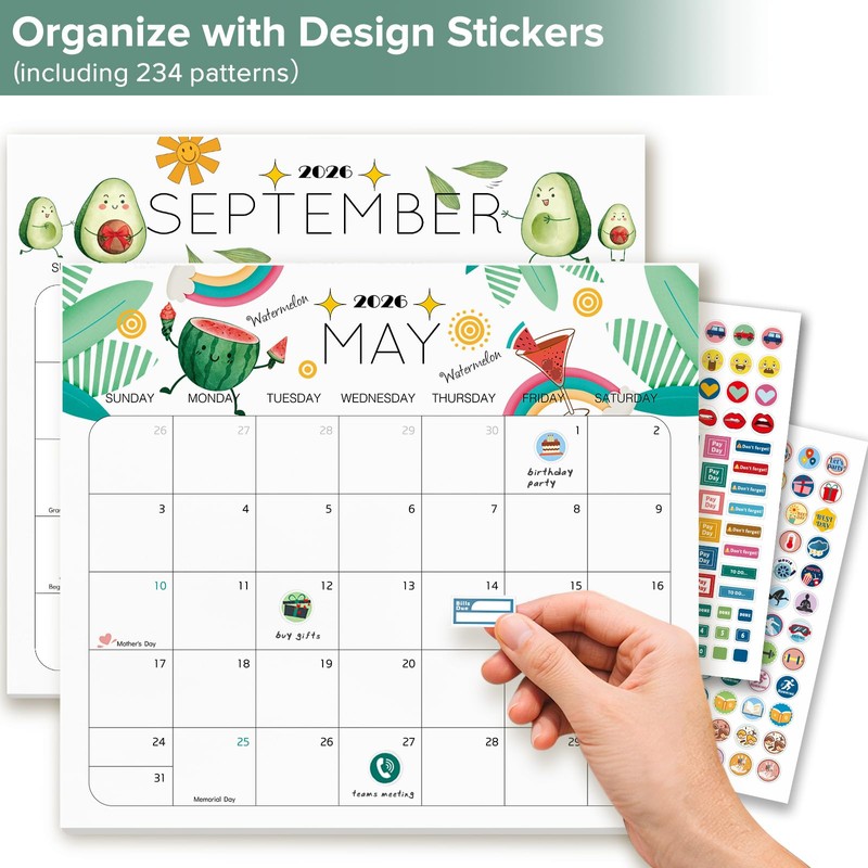 BGTCARDS Delightful Magnetic Fridge Calendar 2026-2027, Now to Dec.2027