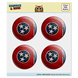 Rustic Distressed Tennessee State Flag Puffy Bubble Dome Scrapbooking Crafting Sticker Set