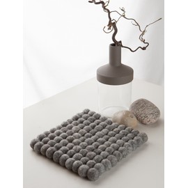 myfelt Carl Felt Ball Square Trivet, Virgin wool, grey, 20 x 20 cm