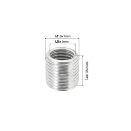 sourcing map Thread Reducing Nuts Insert M10 x 1mm Male to M8 x 1mm Fine Thread Female Adapters 10mm Long Pipe Fitting Conversion Sleeve Reducer, Pack of 5