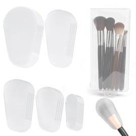 Goktvai 20pcs Makeup Brush Covers Set with 7.6in/19.5cm Storage Bag, Multiple Sizes Plastic Dustproof Cosmetic Brush Protectors for Travel Daily Storage