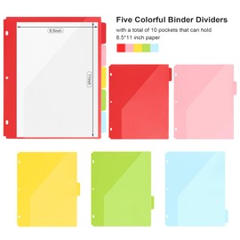 EYROZILL 3 Ring Binders 2 Inch with 5-Tab Dividers, Letter-Size 11" x 8.5", Glitter Binder Organizer with Clipboard & Pockets, Office Binder Supplies, Rose Gold