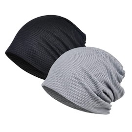 Petasonien Knitted Beanie, Warm & Hot Weather, 2-Layers, 100% Cotton, Sweat Wicking, Quick Drying, Thin, Solid Color, Antibacterial, Anti-Odor, Stretchy, Airy, Soft, Unisex, 3 Types and 16 Colors