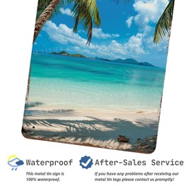 MUYIASER Metal Beach Sign Vintage Signs Retro Aluminum Tin Sign for Kitchen Office Home Bar Cafe Decor 8x12 Inch