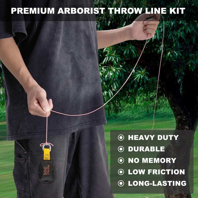 Arborist Throw Line Kit with 197ft Slick Rope & Throw