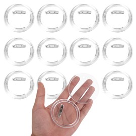 BOXOB 12pcs Acrylic Clear Button Pins for Crafts, 3in Custom Photo Badge Maker Kit Reusable Make Your Own Blank Pin Buttons for DIY Crafts Party Supplies