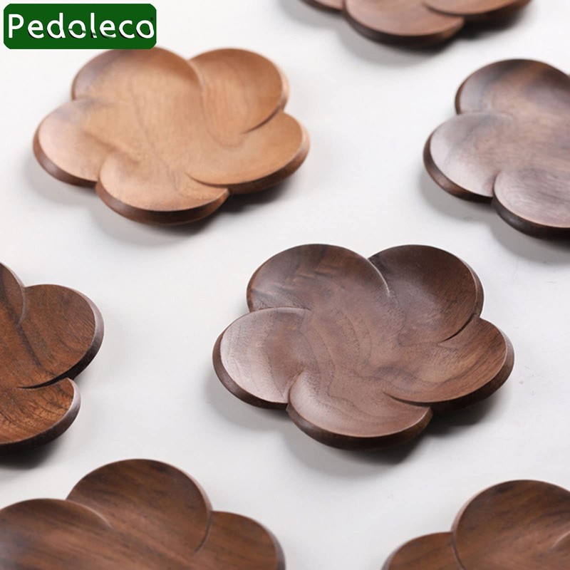 Pedoleco Wooden Coasters, Plum Blossom Shape, 3 Pieces, 3.7 x