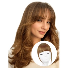 LNERATO Clip in Bangs 100% Real Human Hair Fake Bangs Hair Clip on Bangs for Women Clip in Hair Extensions Fringe Air Bangs Hairpieces for Daily Wear(French Bangs,Light Brown)