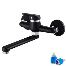 Kitchen Tap, Wall Mounted Basin Mixer Tap, Kitchen Tap, Single Lever Mixer, Wall Basin Mixer Tap with 360° Rotatable for Kitchen, Chrome (Type2)