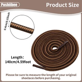 6 Pairs Boots Shoe Laces, 55 in/140 cm Replacement Round Boots Shoe Laces, 6 Color Round Boots Shoelaces Heavy Duty Round Shoe Laces Work Boot Laces for Women Men