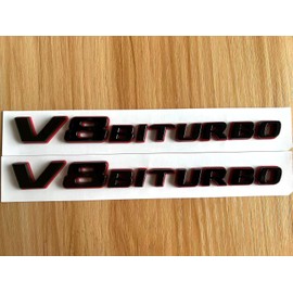 2PCS 2017+ V8 Biturbo Left & Right Side Decal Badge Sticker Emblem (Redline)