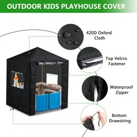 Playhouse Cover, Outdoor Kids Playhouse Covers, 56"W x 56"D x 60"H 600D Heavy Oxford Waterproof Sun Protection Kids Playhouse Year-Round Protective Cover